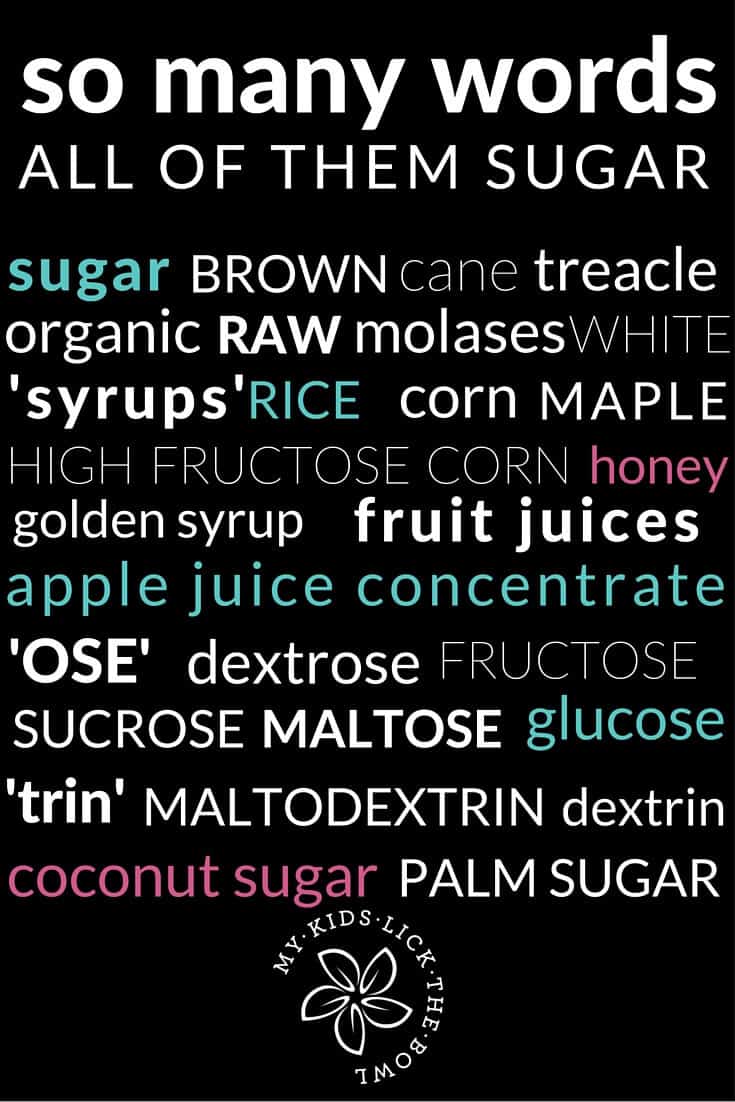 The words on an ingredients list that can all mean sugar