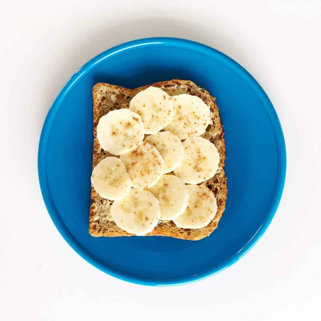 Healthy toast topping ideas for children, banana and peanut butter