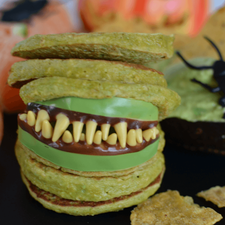 healthy halloween kids play date food platter peapancake stack