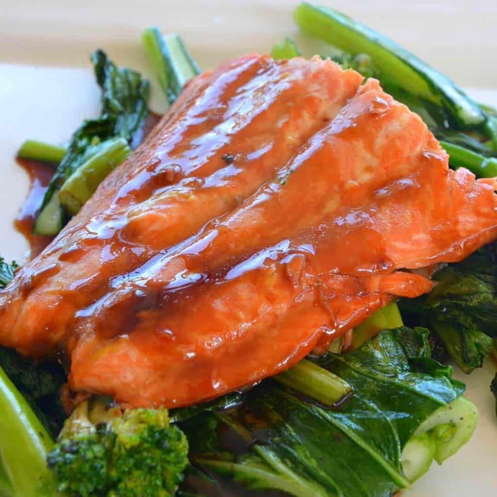 asian baked salmon super easy made with very few ingredients. Super family friendly, children love the slightly sweet flavour