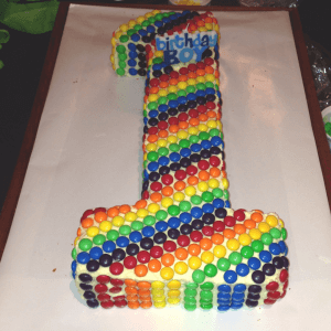 a healthy kid birthday cake, for aone year old, full of love fun and memories
