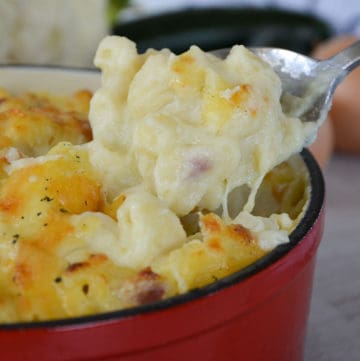 Healthy macaroni and cheese packed with more vegetables than cheese sauce. A homemade healthy version of mac n cheese