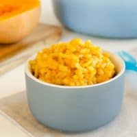 Butternut pumpkin baked risotto a great baby food idea and family meal. Perfect kid friendly lunch or dinner