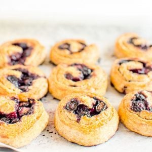 Wholemeal blueberry scrolls a snack for kids with no sugar, easy 4 ingredient recipe