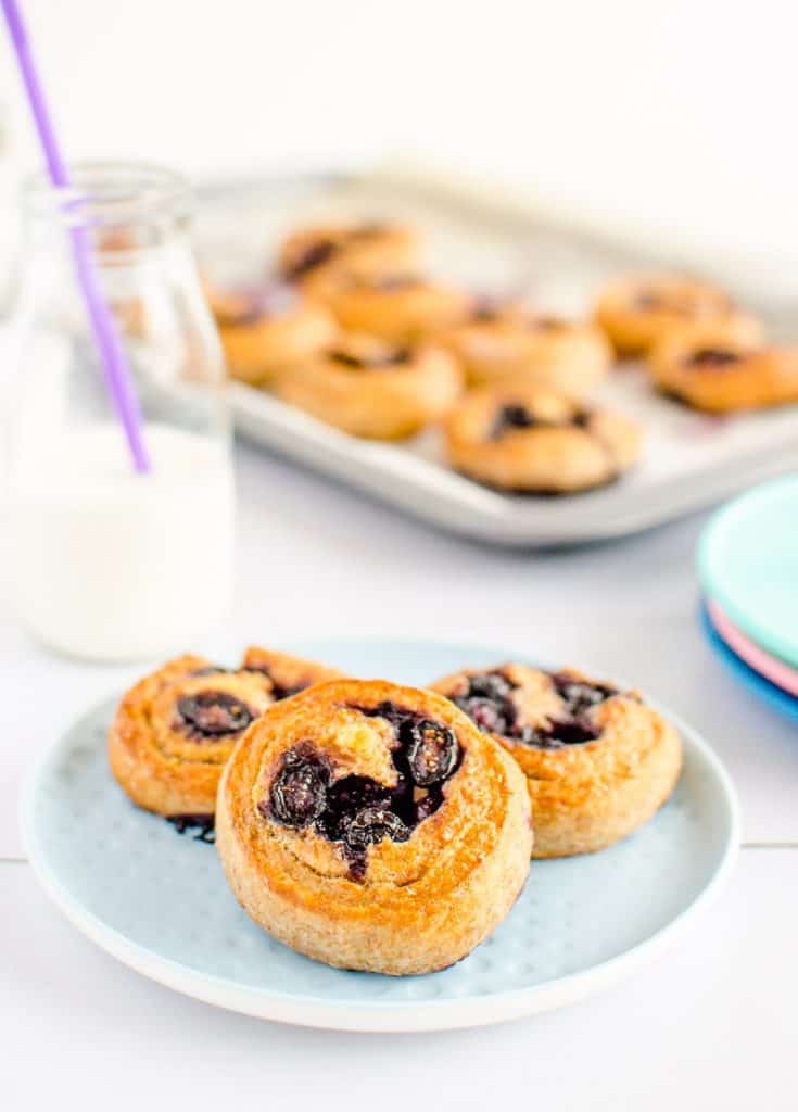 Wholemeal blueberry scrolls a snack for kids with no sugar, easy 4 ingredient recipe