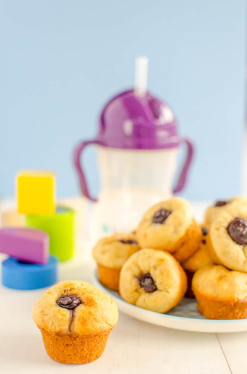 Muffins für Baby, kein Zucker, gesund für Kinder und Babys. Ein weiches Baby Muffin mit Banane und Heidelbeere