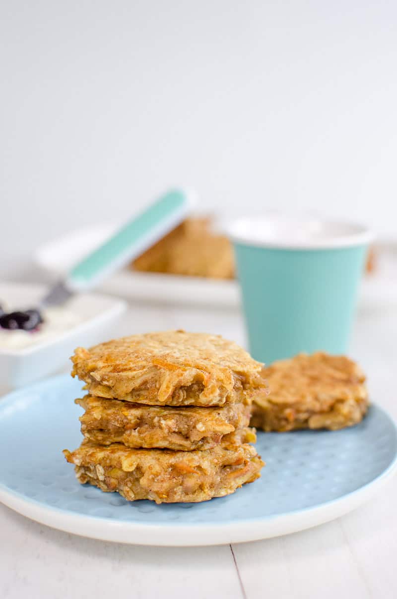 Carrot Cake Oat Cakes Healthy pancakes for kids and baby led weaning Sugar free snack. Perfect finger food sweetened only with fruit and vegetables