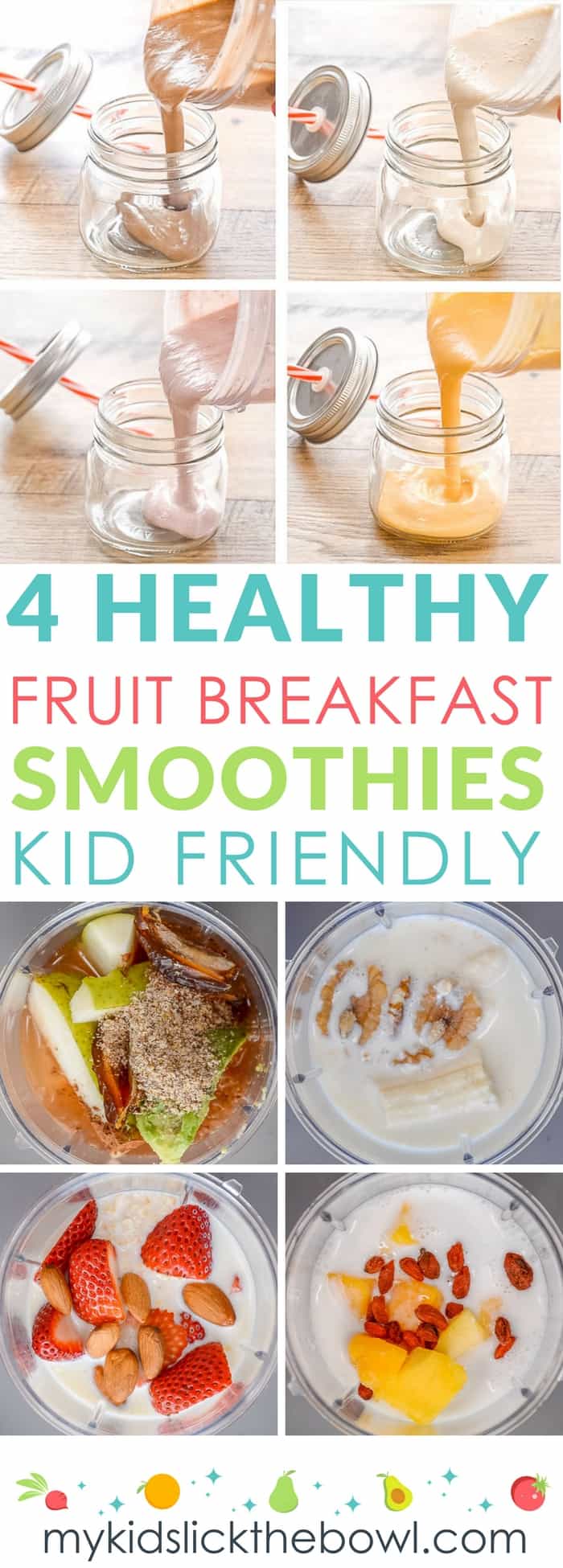 Healthy fruit breakfast smoothies for kids, easy recipes with loaded with healthy fats and grains
