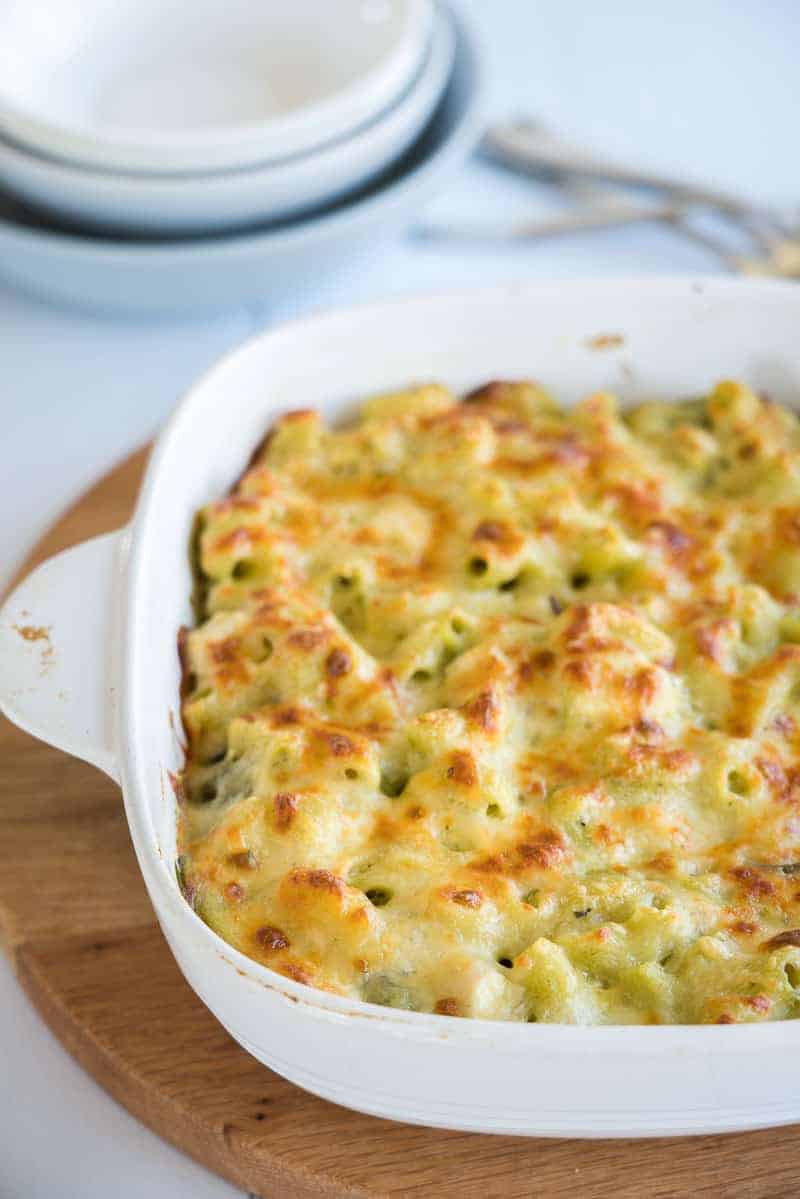 Chicken Pasta Bake - Family Friendly - Loaded with Spinach and Cauliflower