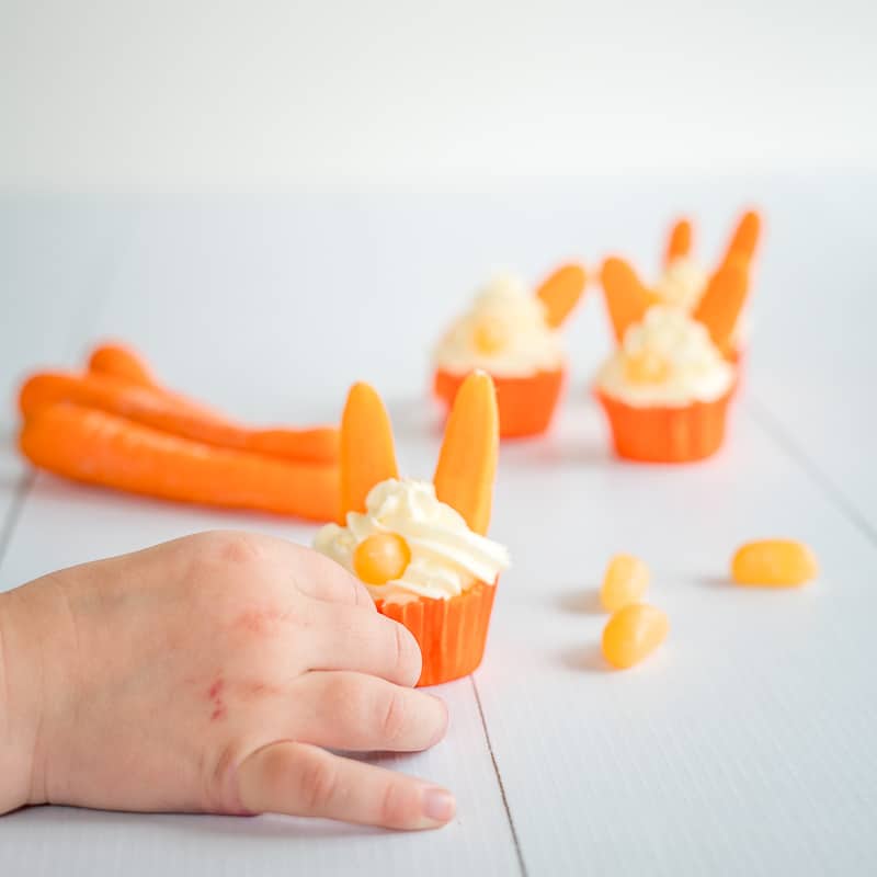 Easter Bunny Carrot Cupcakes are a fun easter treat for kids, as well as a brilliantly simple kitchen project to get kids baking in the kitchen this Easter! 