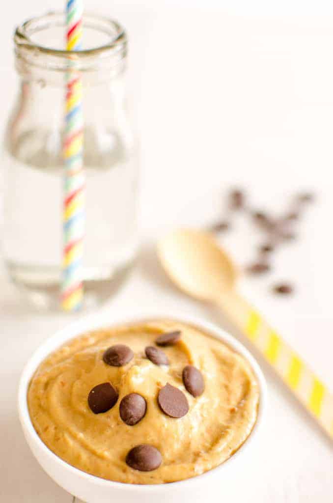 Easy healthy peanut butter mousse is a 2 ingredient vegan recipe that makes a perfect dessert for kids or an energy dense purée for babies