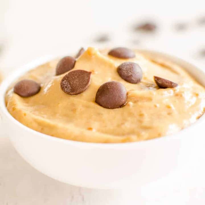 Easy healthy peanut butter mousse is a 2 ingredient vegan recipe that makes a perfect dessert for kids or an energy dense purée for babies
