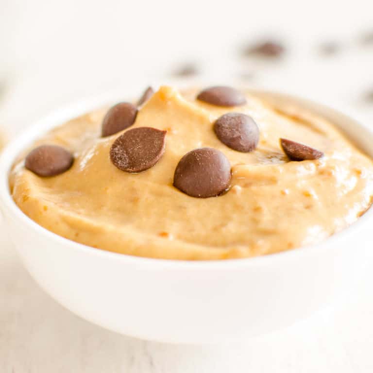 Easy healthy peanut butter mousse is a 2 ingredient vegan recipe that makes a perfect dessert for kids or an energy dense purée for babies