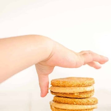 grain-free peanut butter cookies filled with healthy peanut butter cream