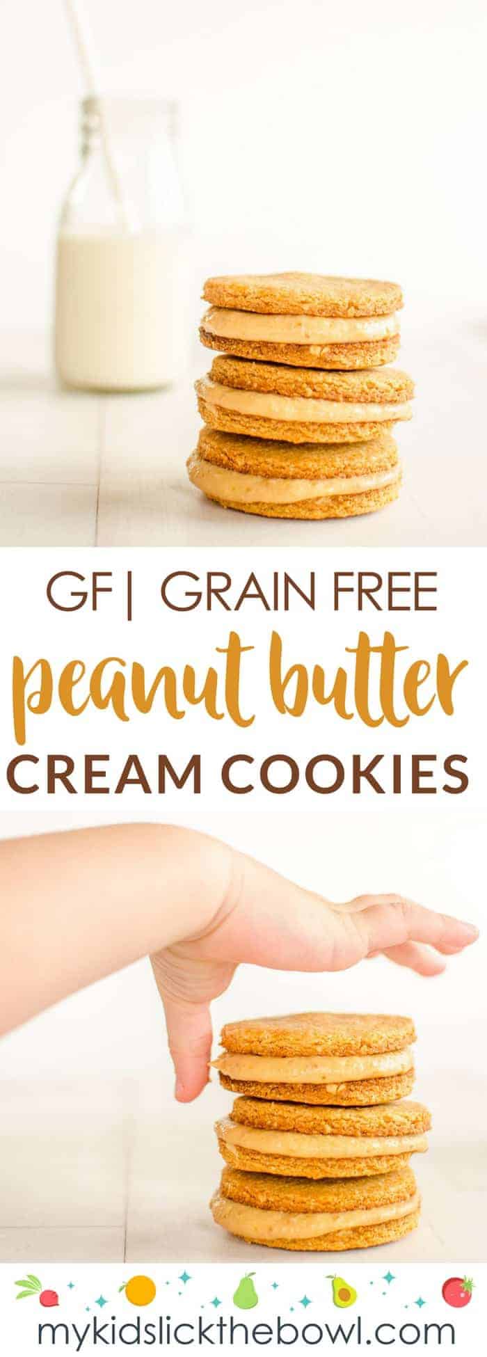 grain-free peanut butter cookies filled with healthy peanut butter cream , perfect for kids who love peanut butter