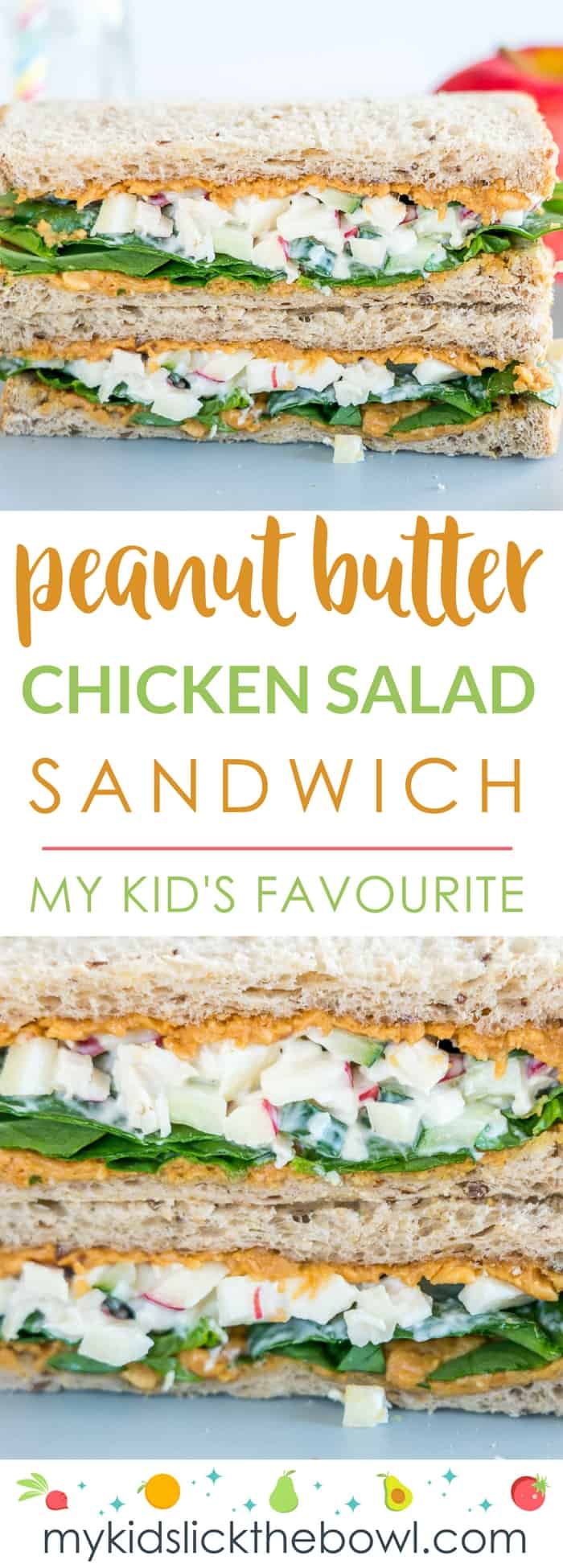 Peanut Butter Chicken Salad Sandwich, perfect sandwich idea for kids, fun, healthy, yummy