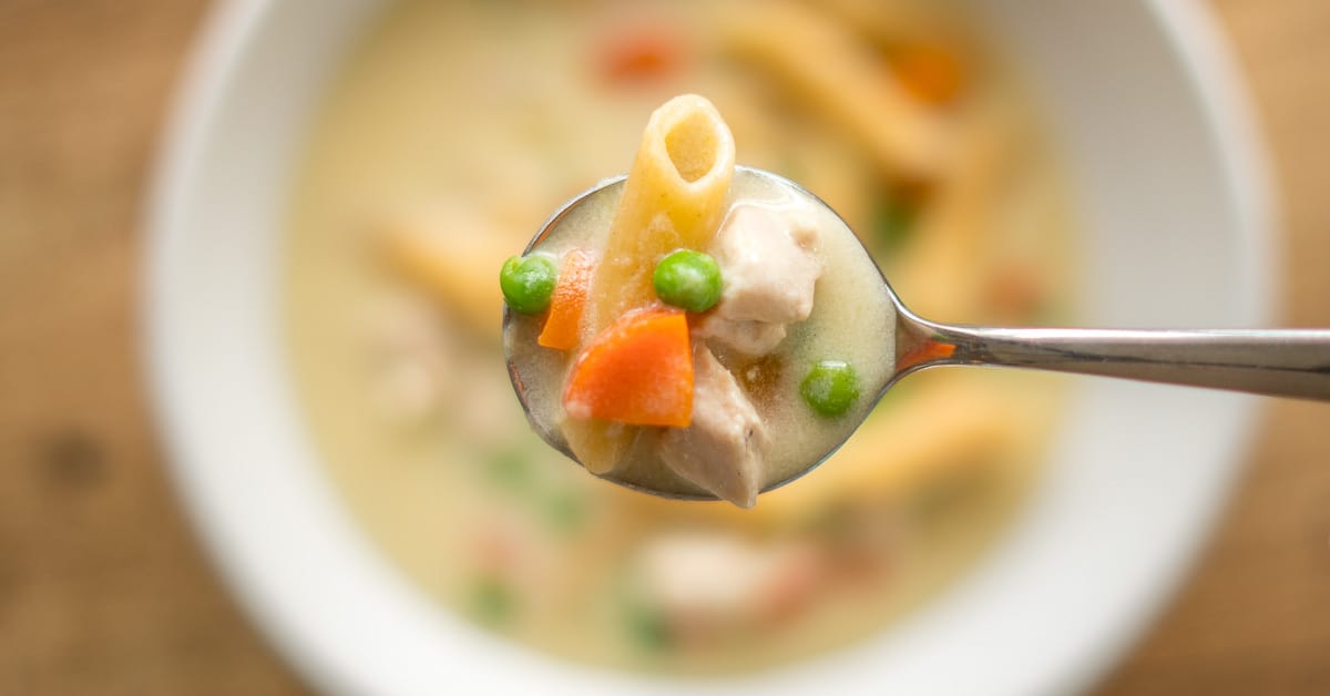Comforting Creamy Chicken Soup with Pasta - A soup kids love