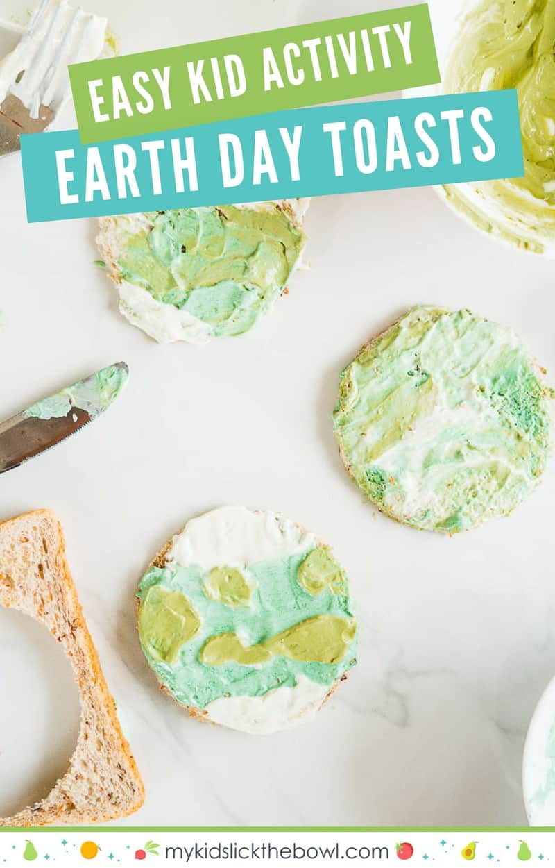 Earth day toasts, an easy activity for kids, simple food art