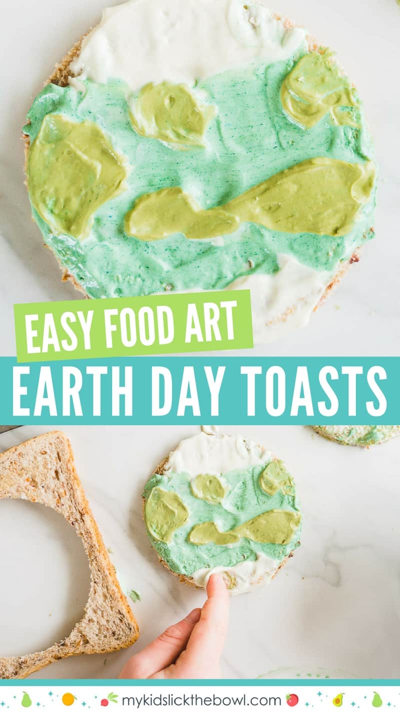 Earth day toasts, an easy activity for kids, simple food art