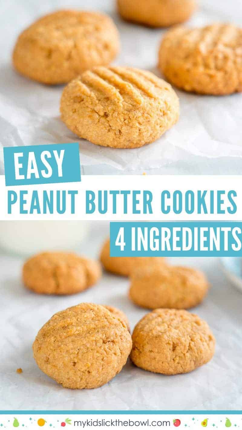 Easy 4 Ingredient Peanut Butter Cookies - Low Sugar Recipe