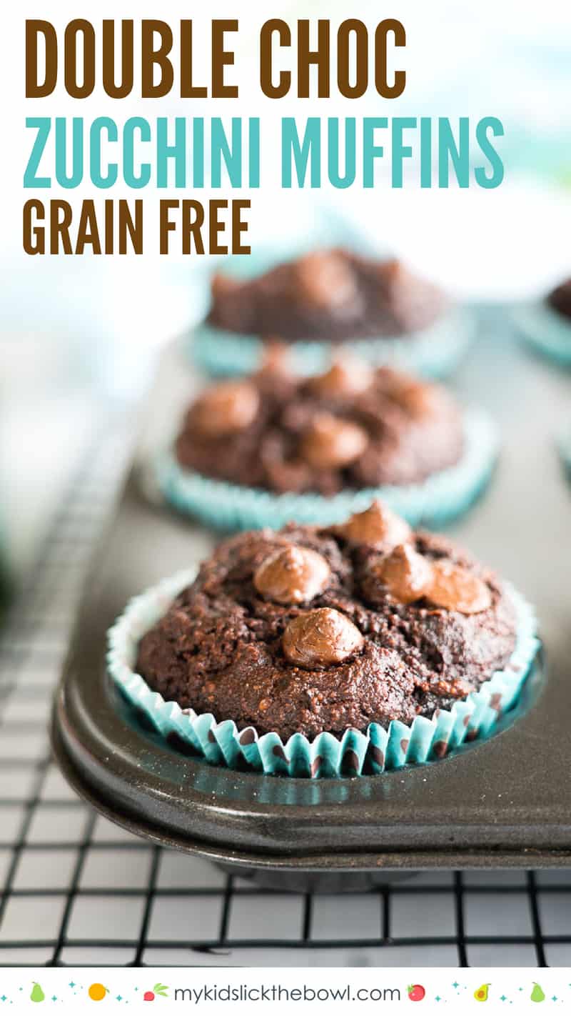 Zucchini Muffins Double Choc Grain Free, Closeup of muffin in a muffin tray