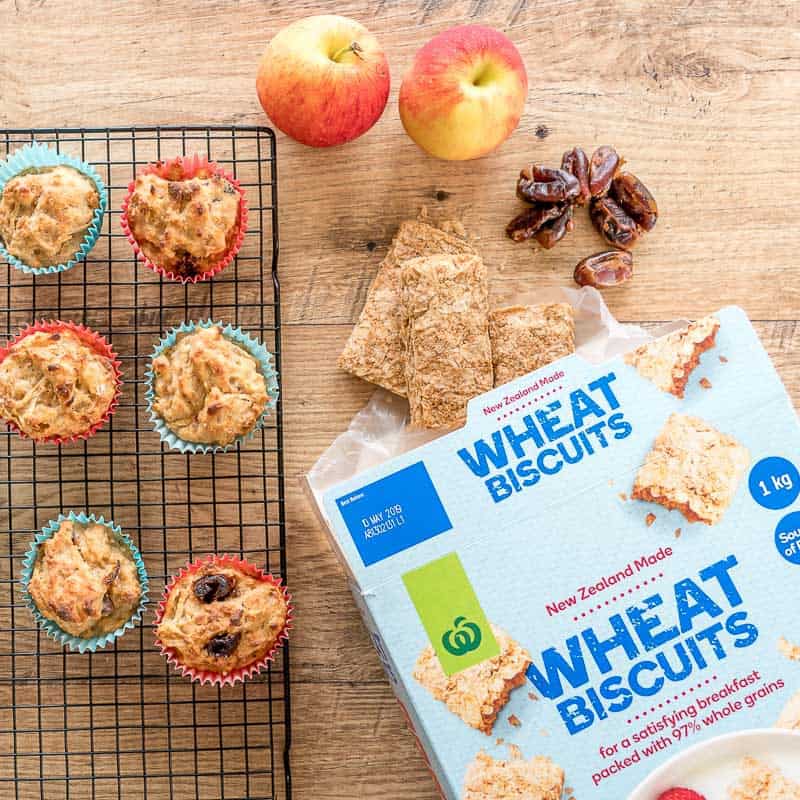 apple and date muffins made with weetbix