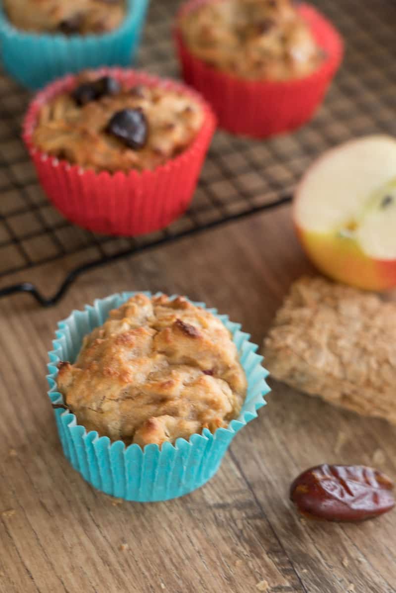 apple and date muffins made with wheat biscuits