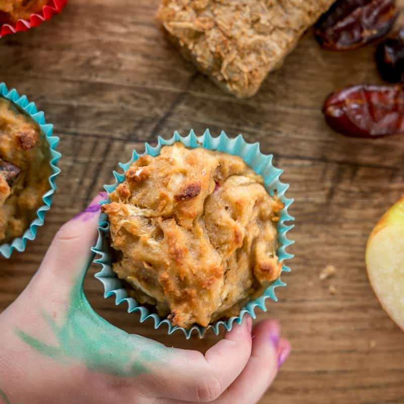 apple and date muffins made with wheat biscuits