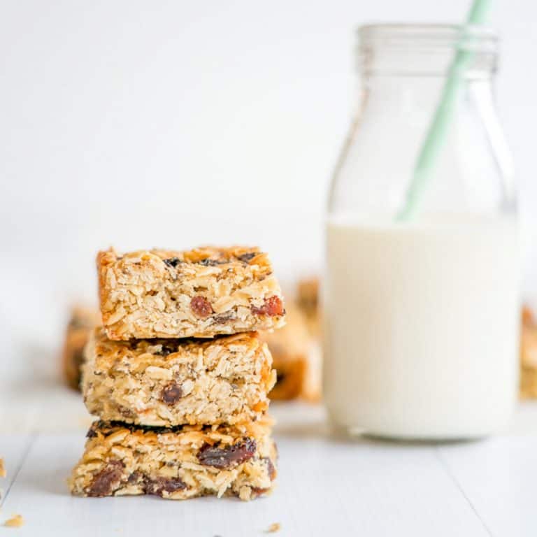 3 pieces of oat slice in a stack