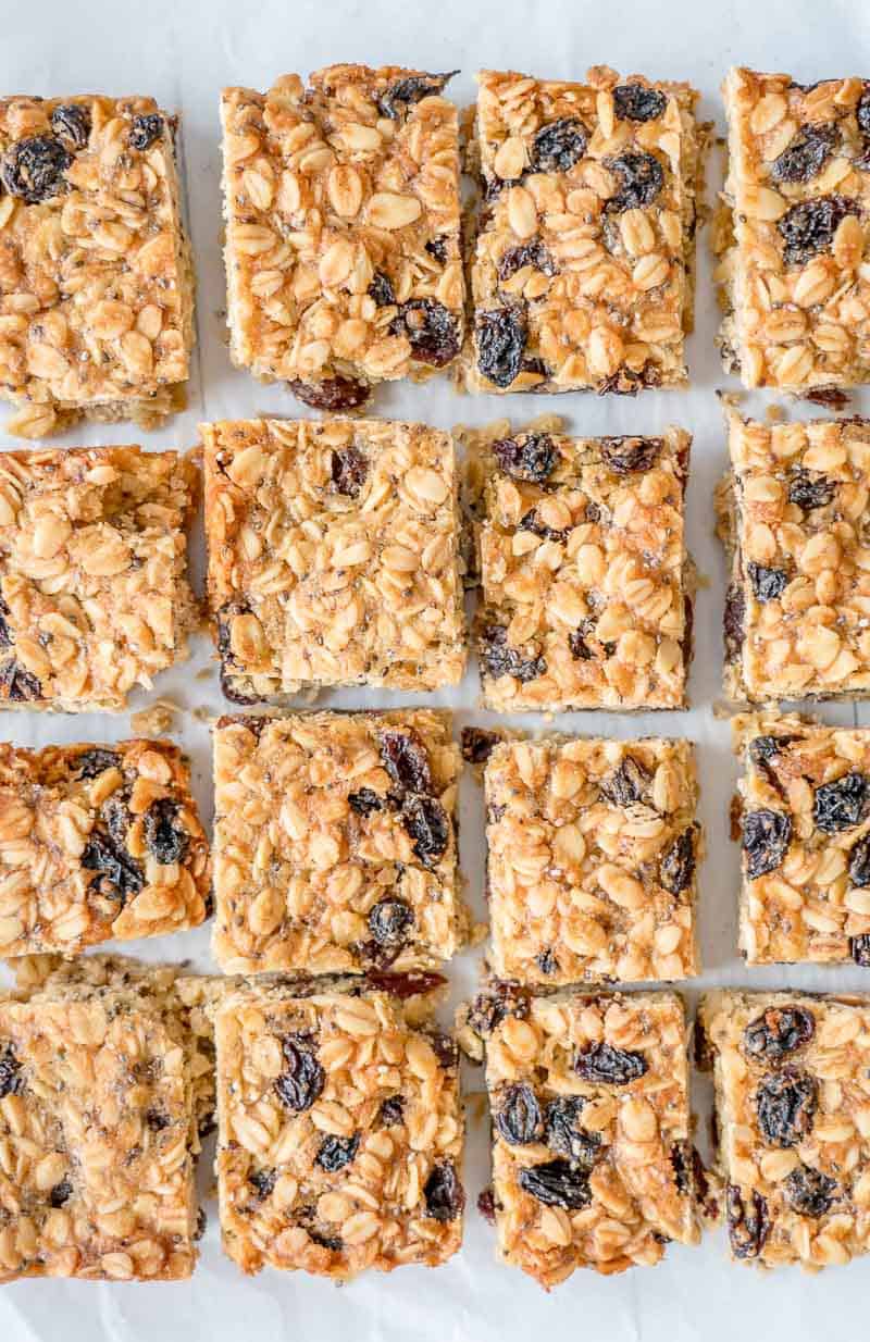 Easy Oat Slice Pieces of slice on baking paper