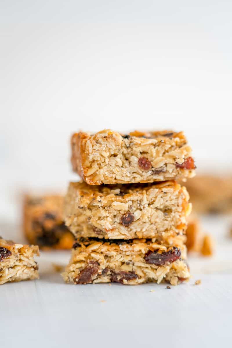 Easy Oat Slice, 3 pieces staked in a tower