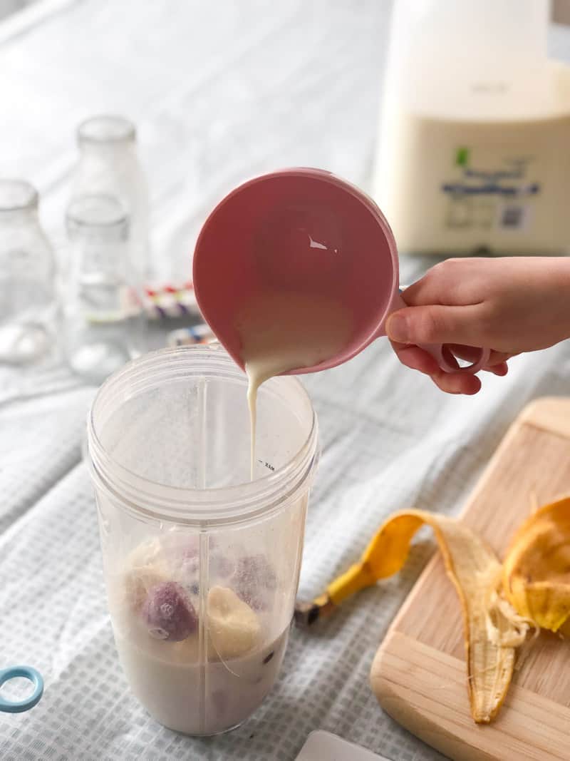 Cooking with kids, measuring milk