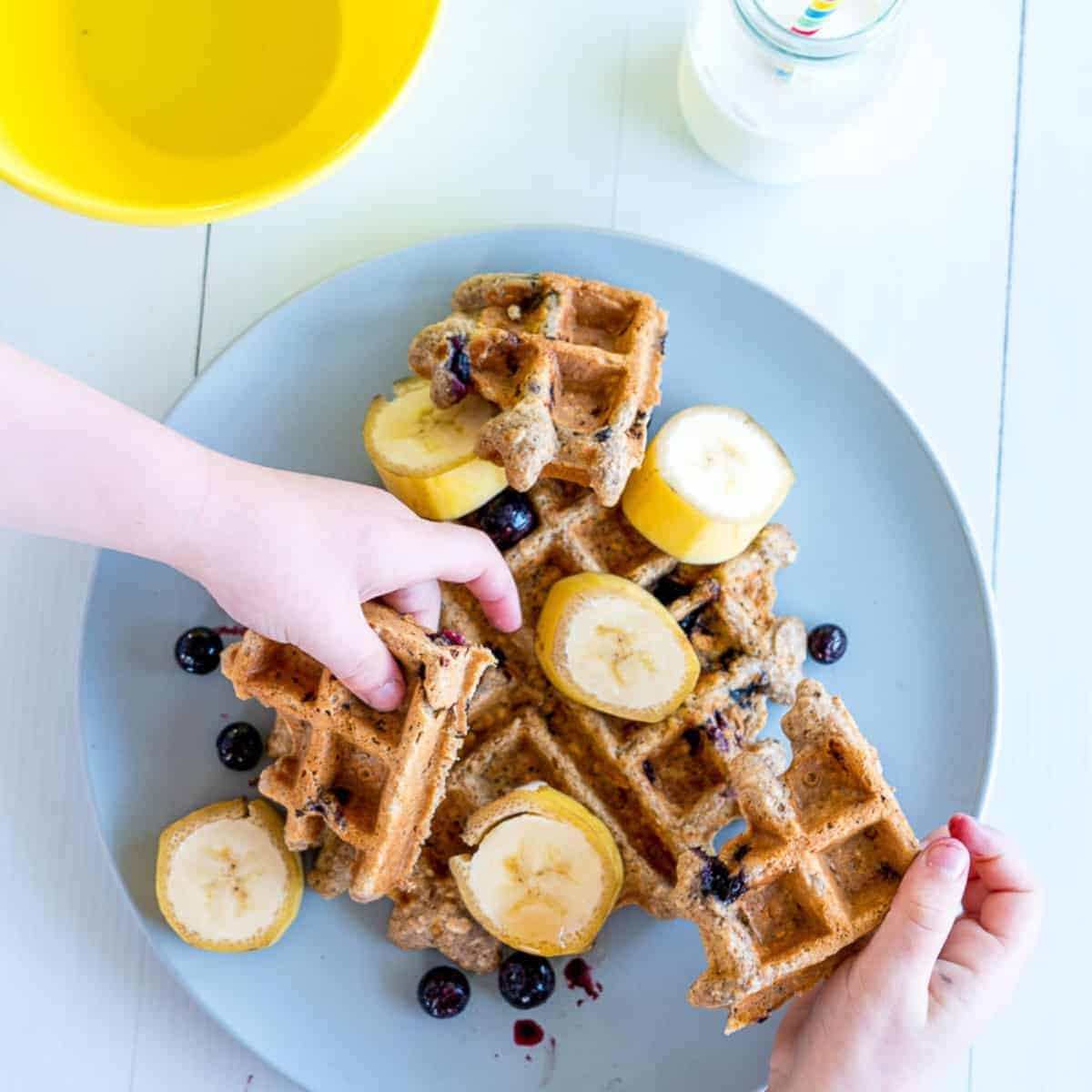Healthy Waffle Recipe Banana Oat Blueberry Refined Sugar Free