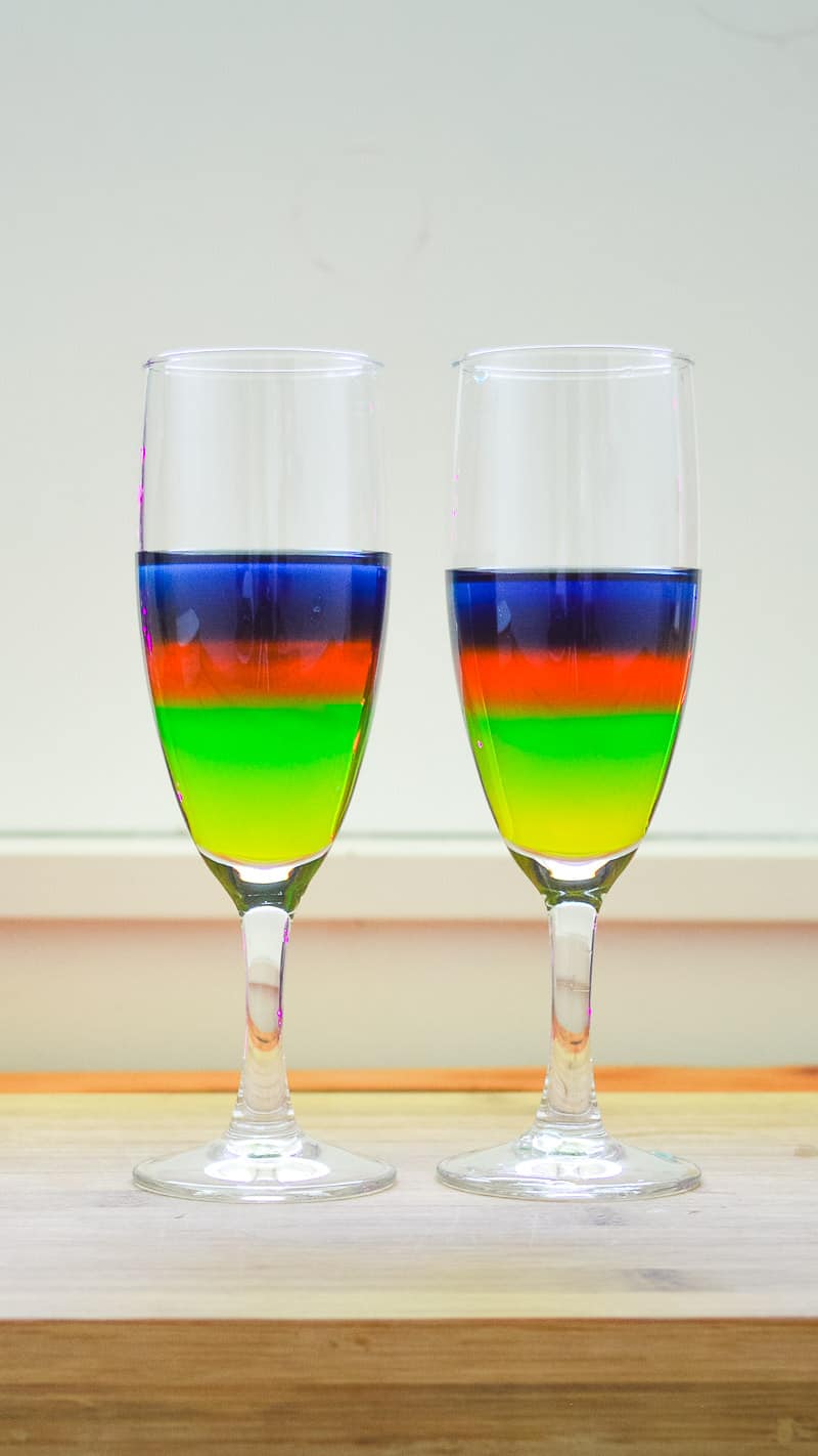 Sugar Water Density Experiment Rainbow layered water in a glass