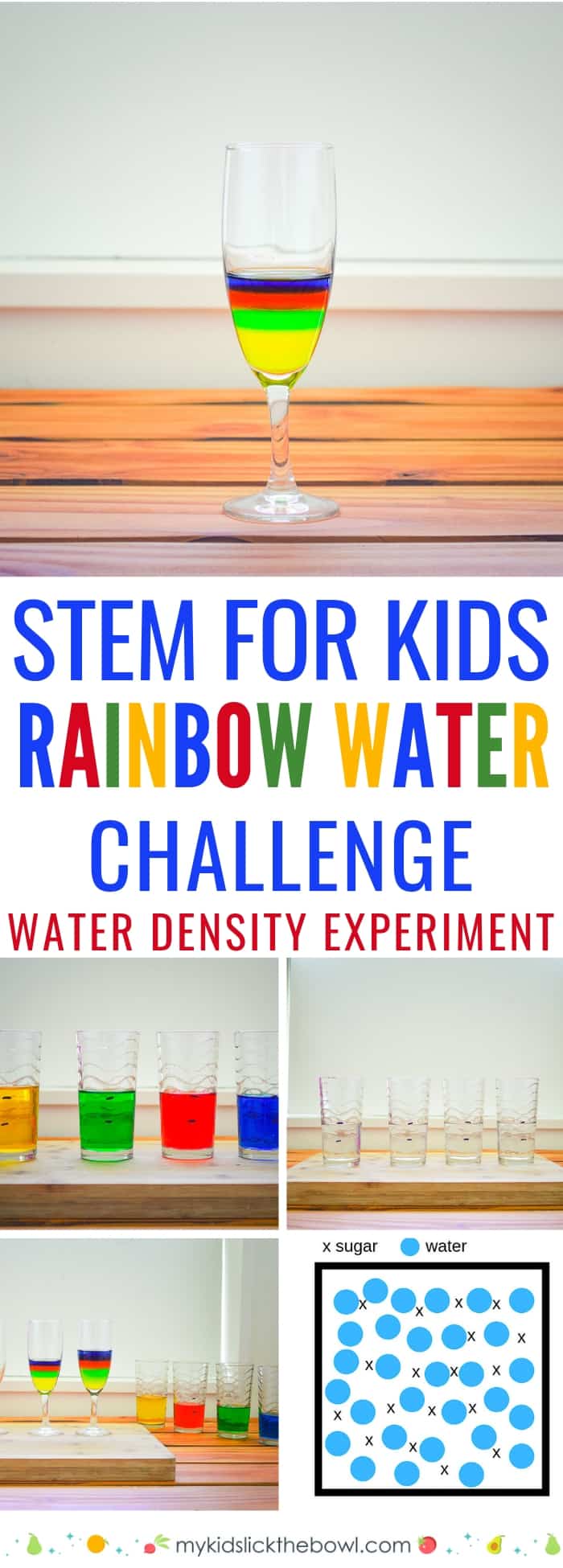 Sugar Water Density Experiment -Rainbow layered water in a glass