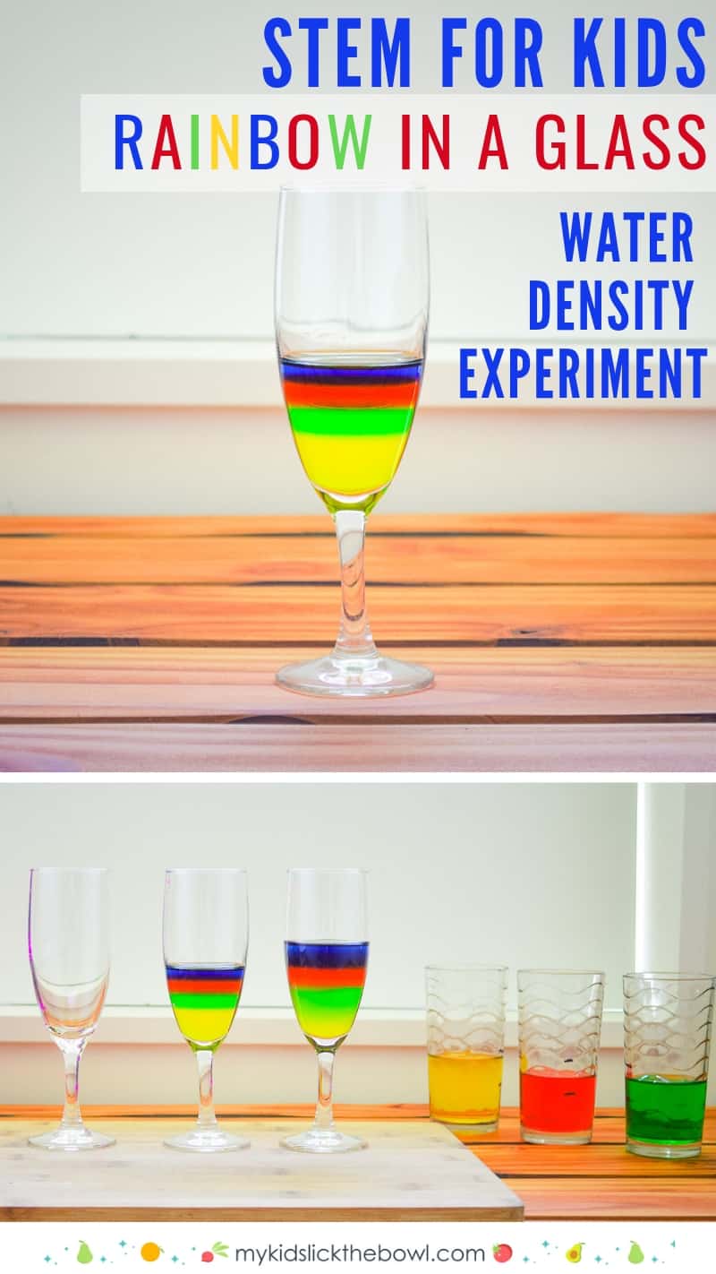 Rainbow layered water in a glass