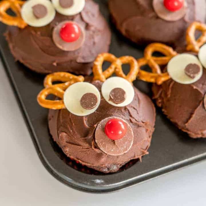Christmas Cupcakes- Chocolate Reindeer