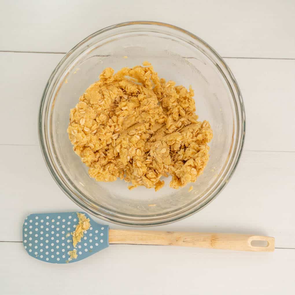 Anzac biscuit mixture ready to form cookies