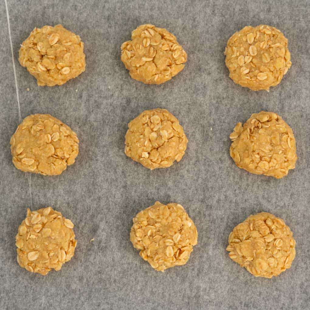 Uncooked biscuits ready to go in the oven,