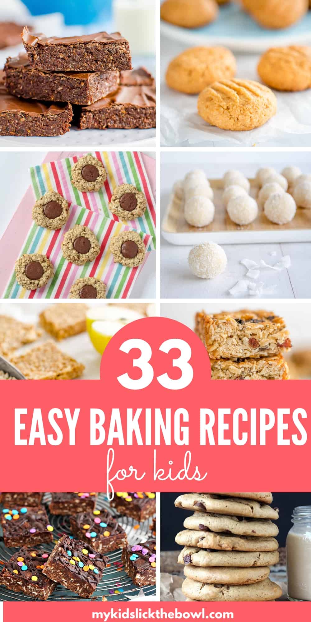 Collage of baking recipes for kids