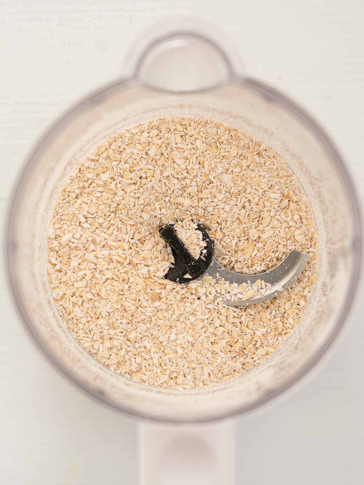 Finely ground oats in a food processor