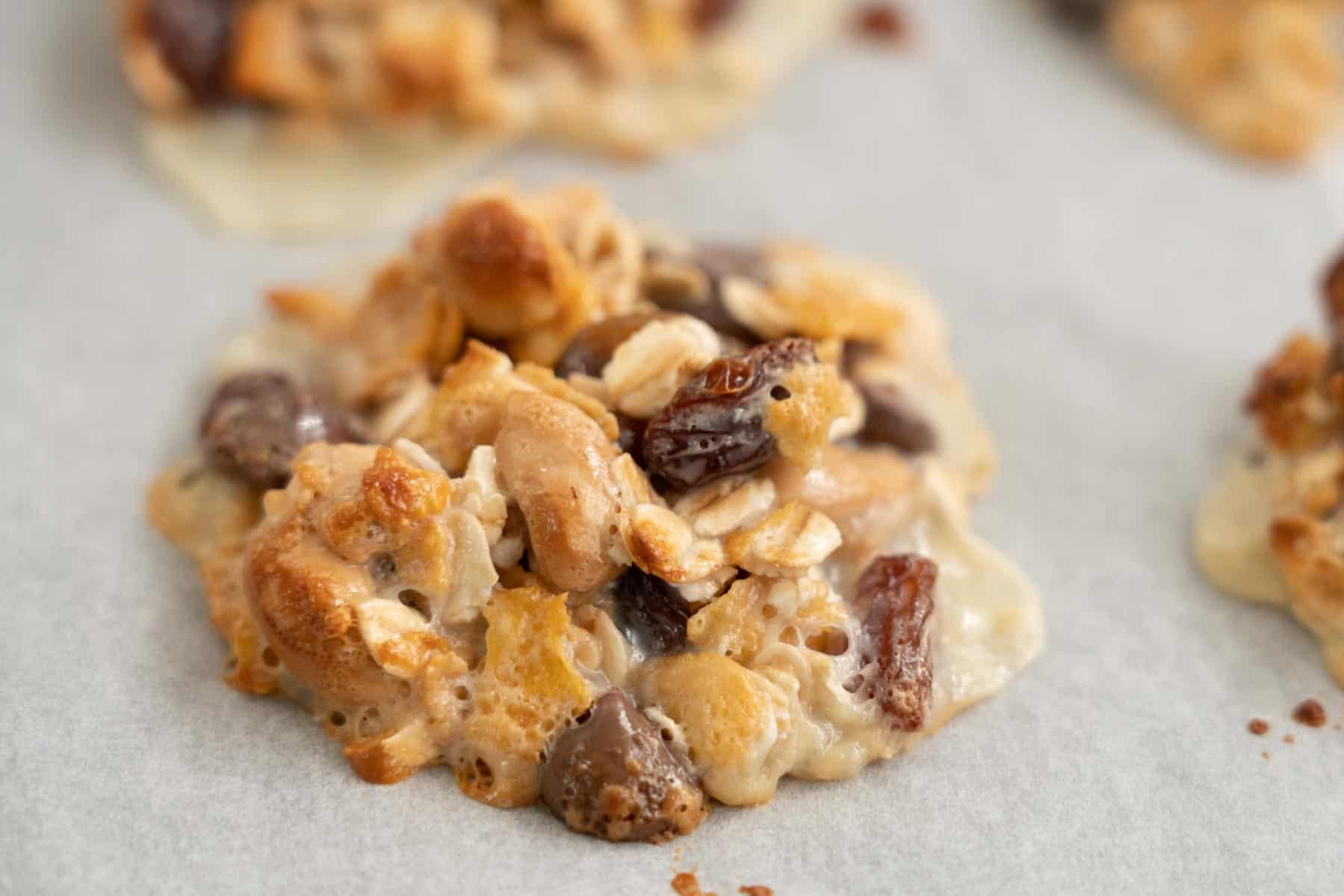 Condensed milk drop cookie on a baking paper lined tray