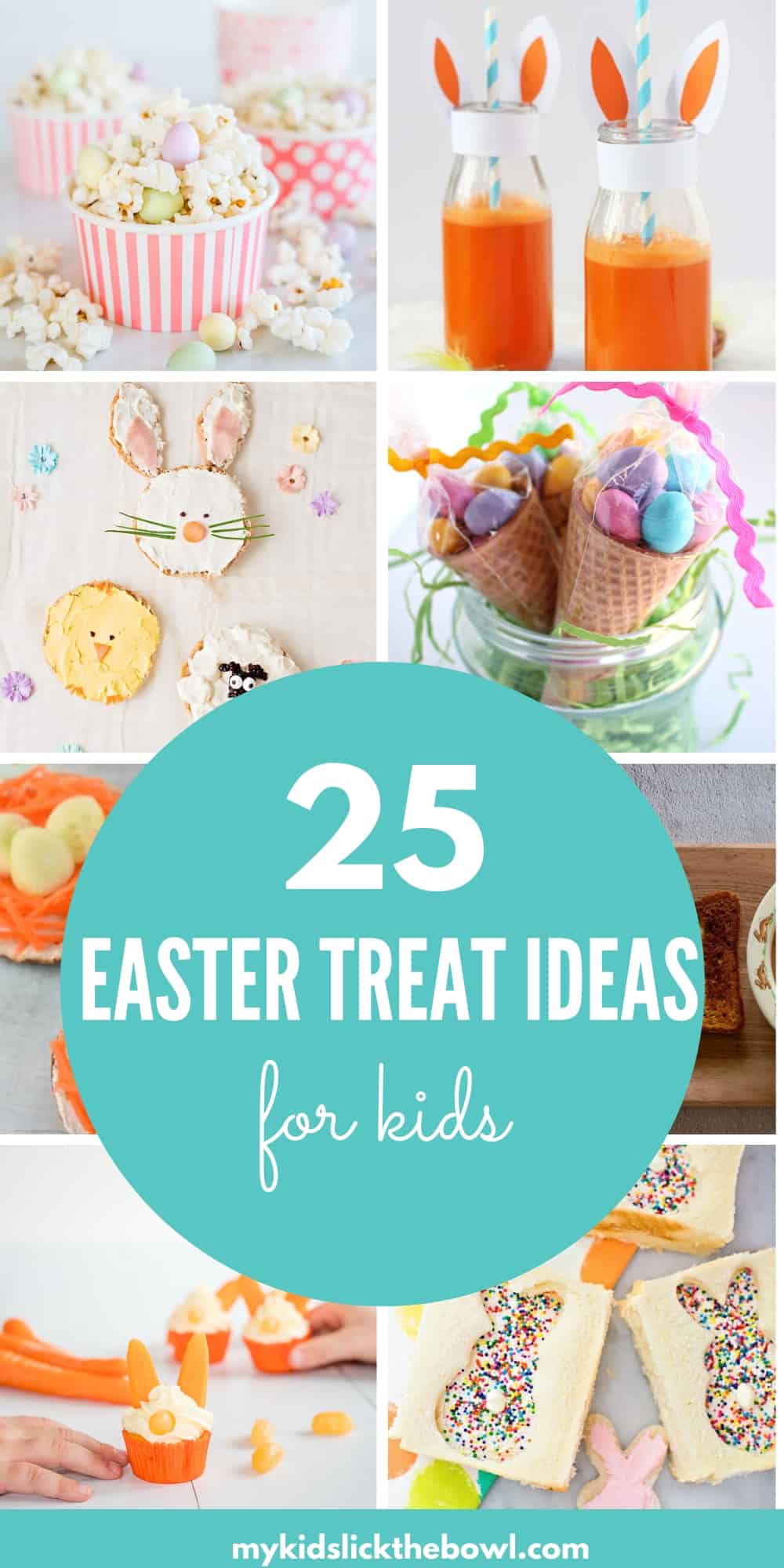 A collage of images showing easter treat ideas for kids