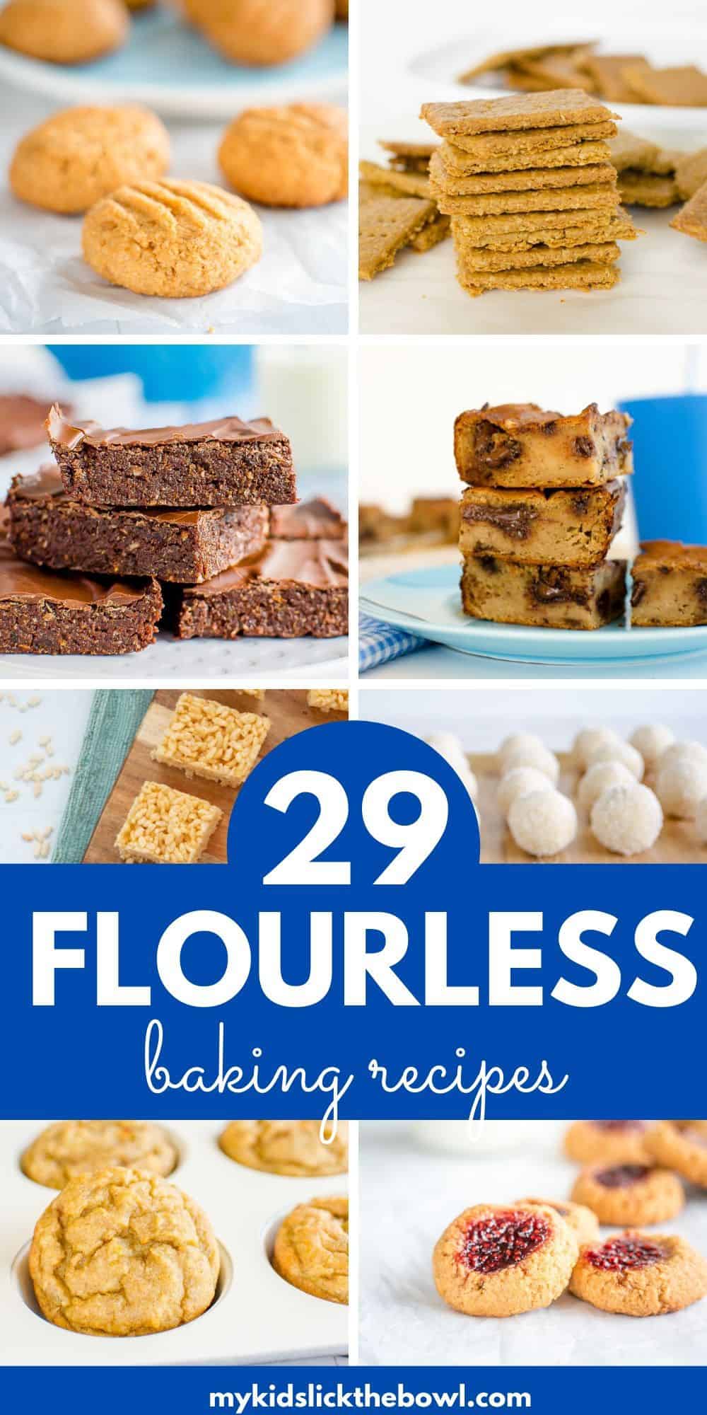 A collage of flourless baking recipes