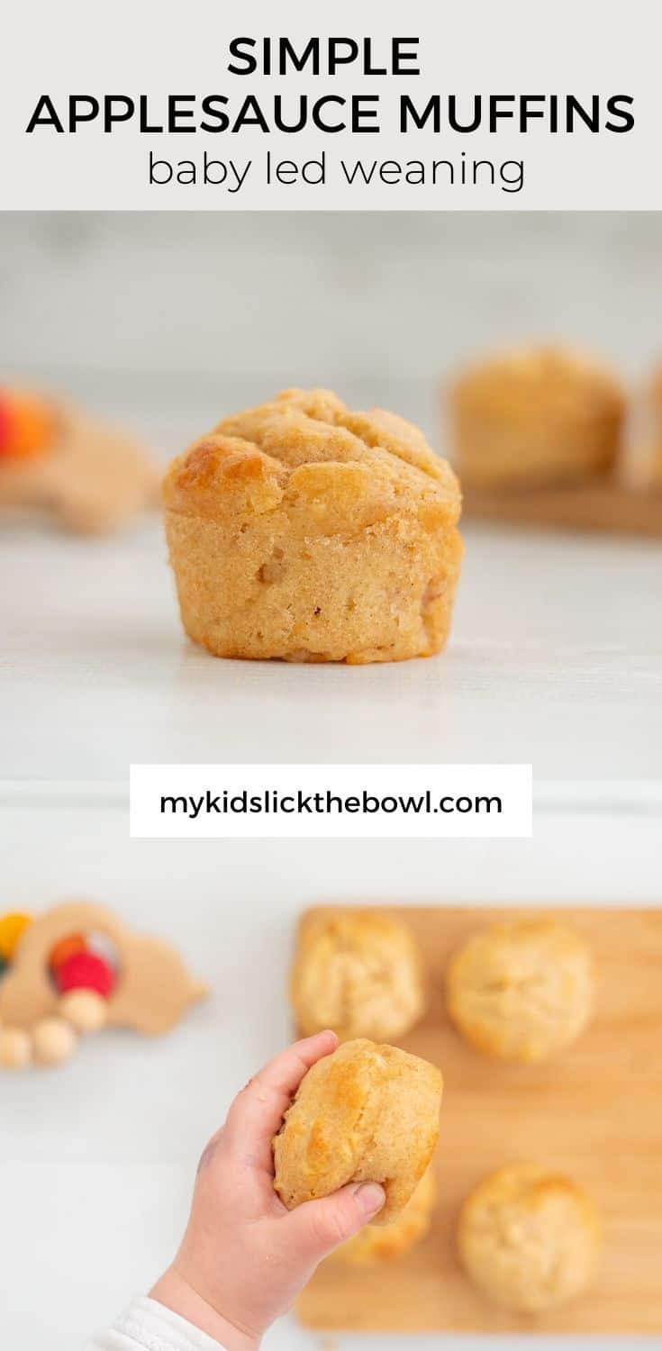 images of applesauce muffins with text overlay for pinterest
