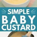 images of custard with text overlay for pinterest