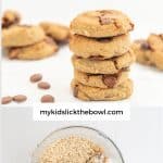 phtot collage showing ingredients and finished chickpea cookies
