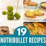 8 image collage of nutribullet recipes with text overlay.