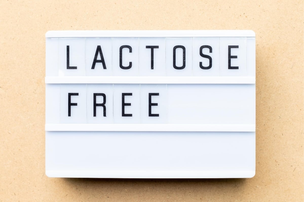 light board with the words "Lactose Free"