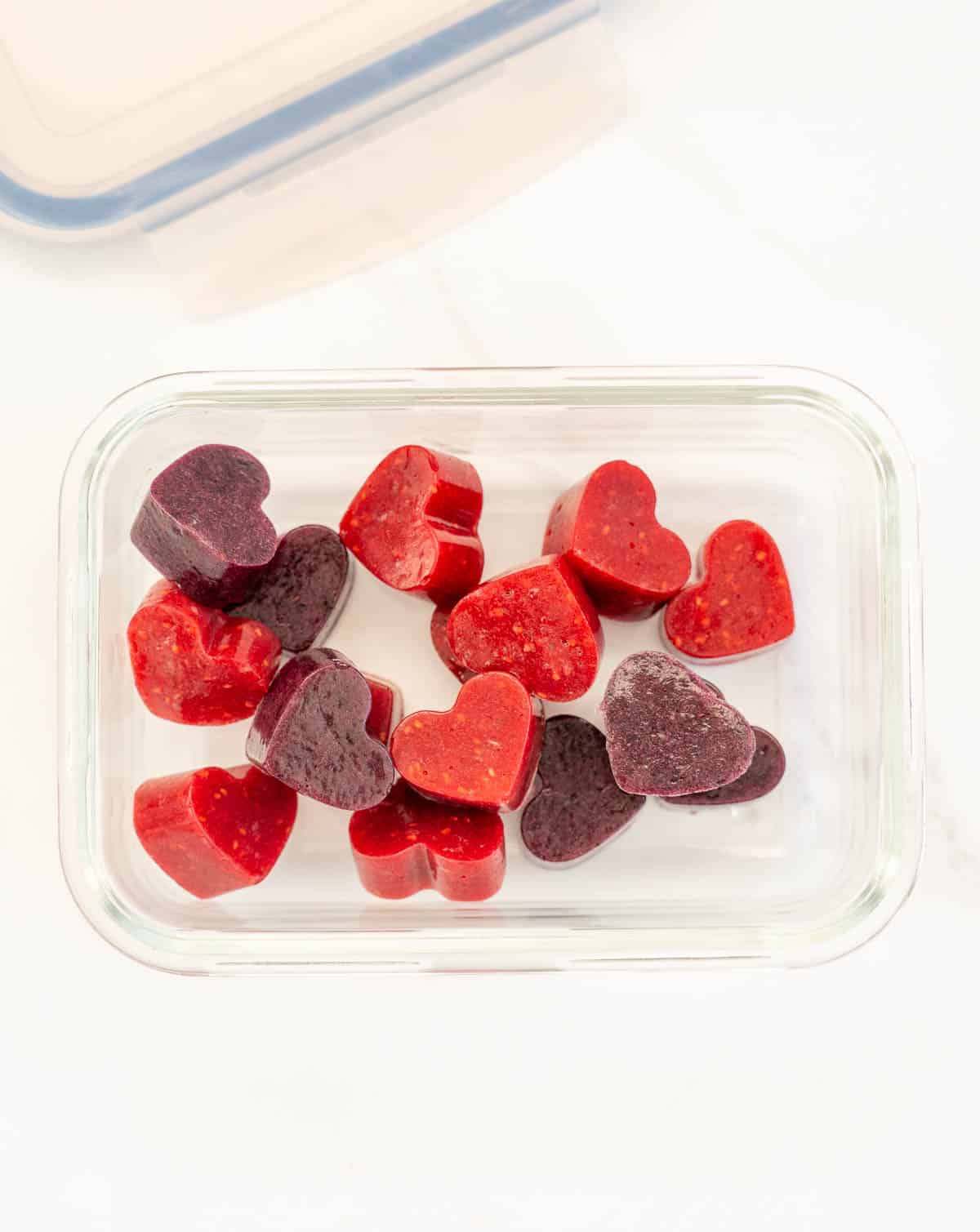 fruit gummies in a glass container ready for storage in the fridge